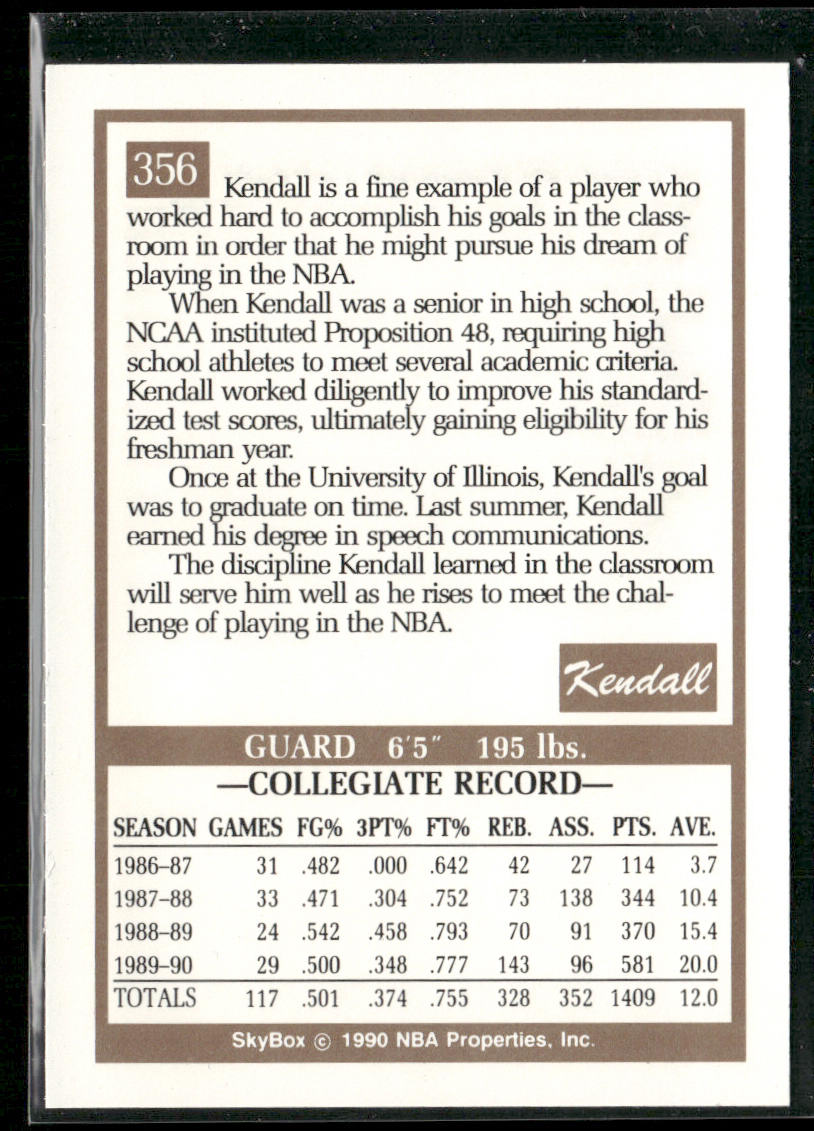 Kendall Gill 1990-91 SkyBox #356 RC Charlotte Hornets