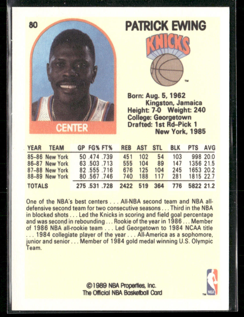 Patrick Ewing 1989-90 Hoops #80 New York Knicks