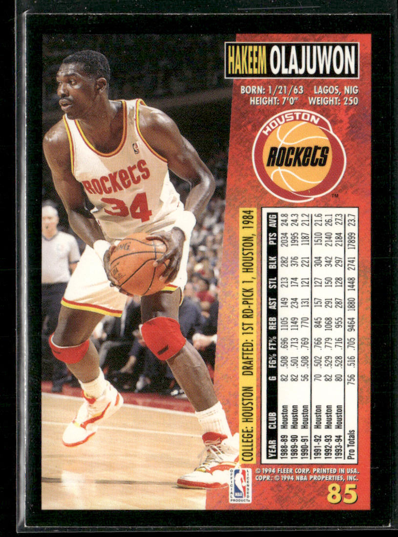 Hakeem Olajuwon 1994-95 Fleer #85 Houston Rockets