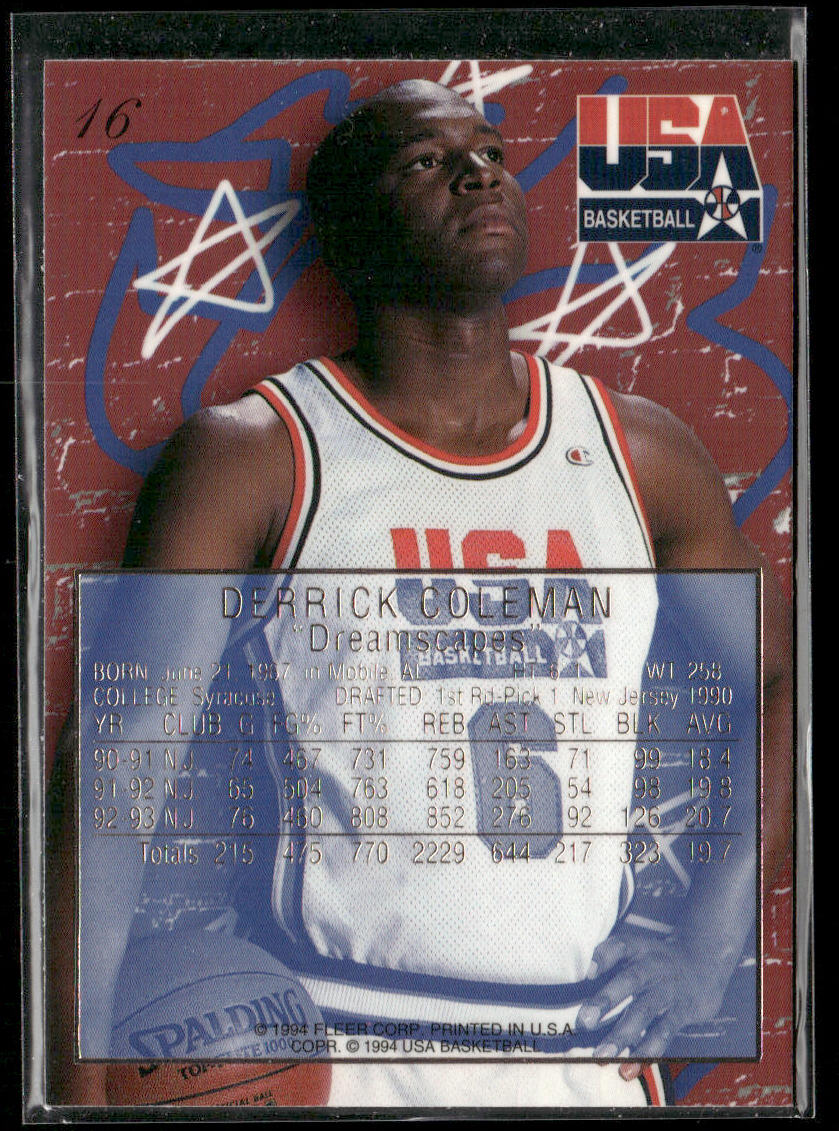 Derrick Coleman 1994 Flair USA #16 USA