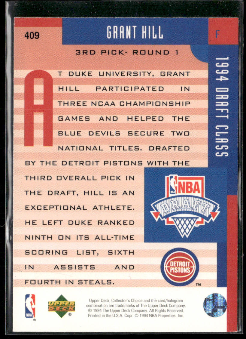 Grant Hill 1994-95 Collector's Choice #409 Detroit Pistons