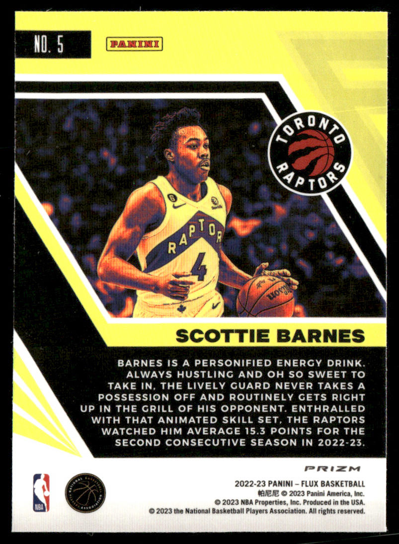 Scottie Barnes 2022-23 Panini Flux Red Cracked Ice #5 Toronto Raptors