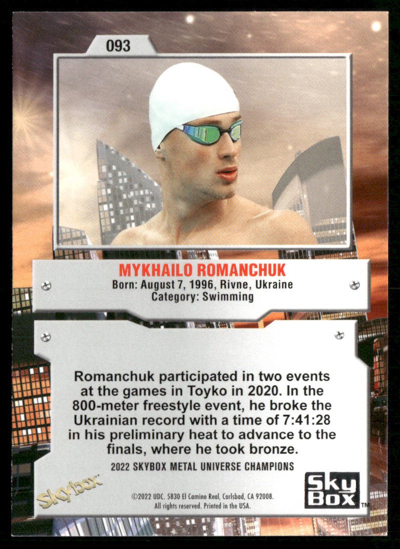 Mykhailo Romanchuk 2022 SkyBox Metal Universe Champions #093