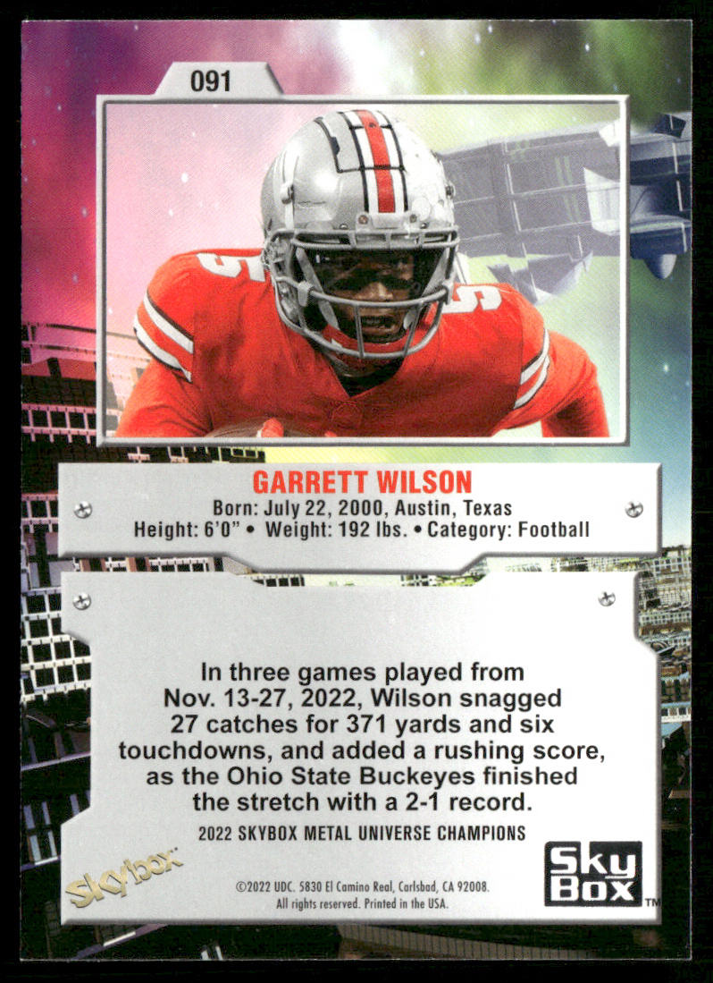 Garrett Wilson 2022 SkyBox Metal Universe Champions #091