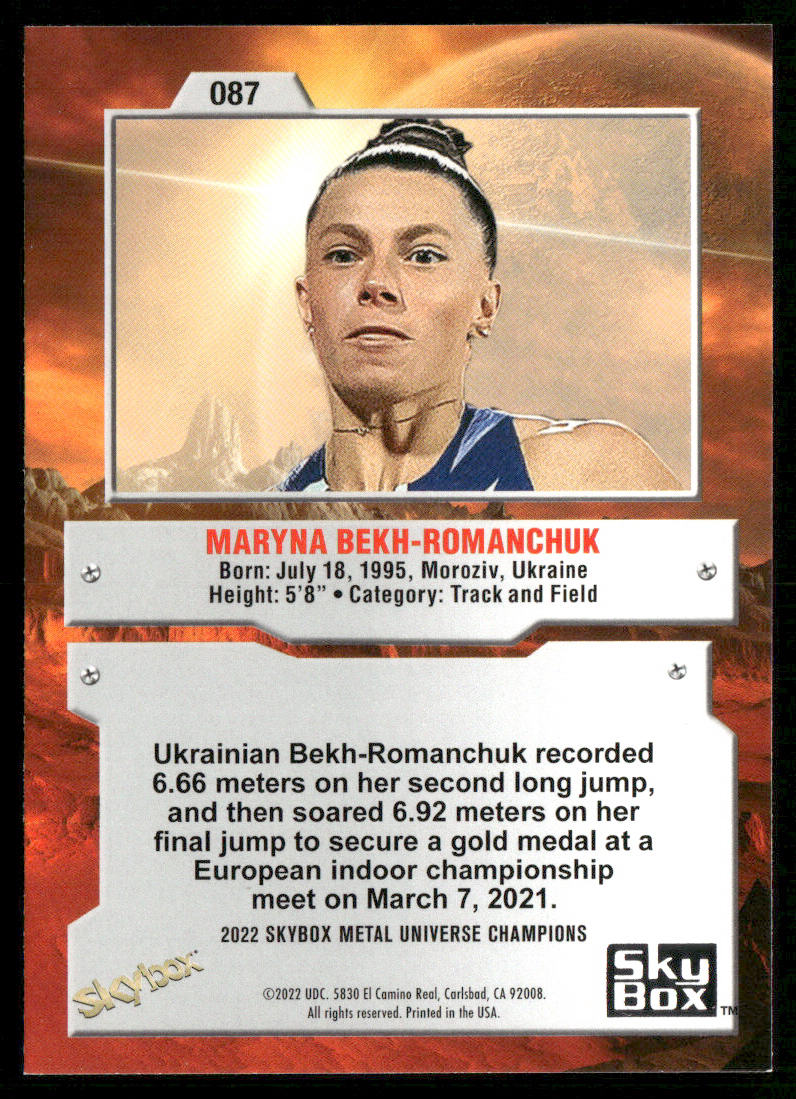 Maryna Bekh-Romanchuk 2022 SkyBox Metal Universe Champions #087