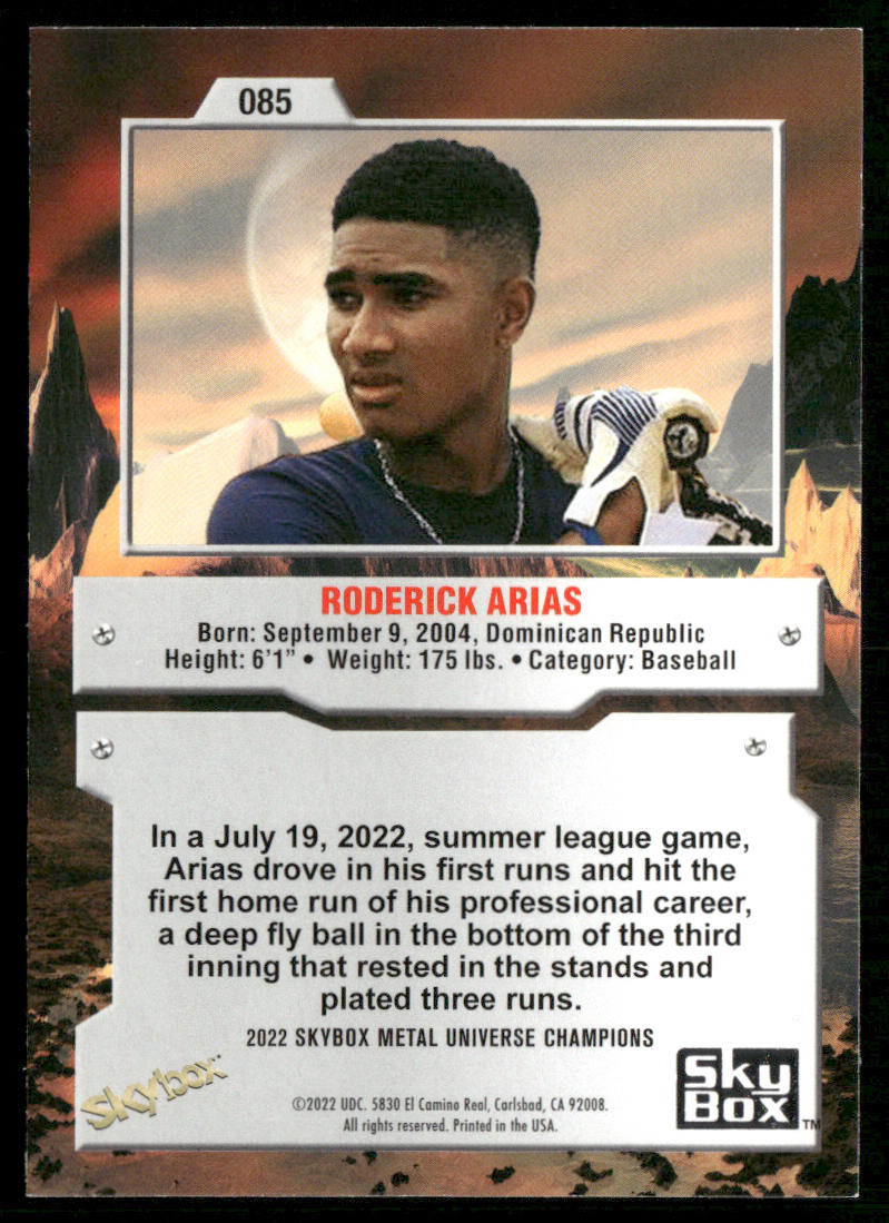 Roderick Arias 2022 SkyBox Metal Universe Champions #085