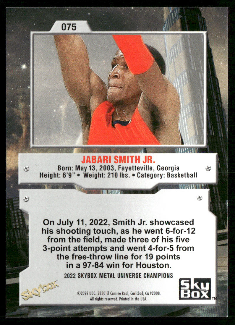 Jabari Smith Jr. 2022 SkyBox Metal Universe Champions #075