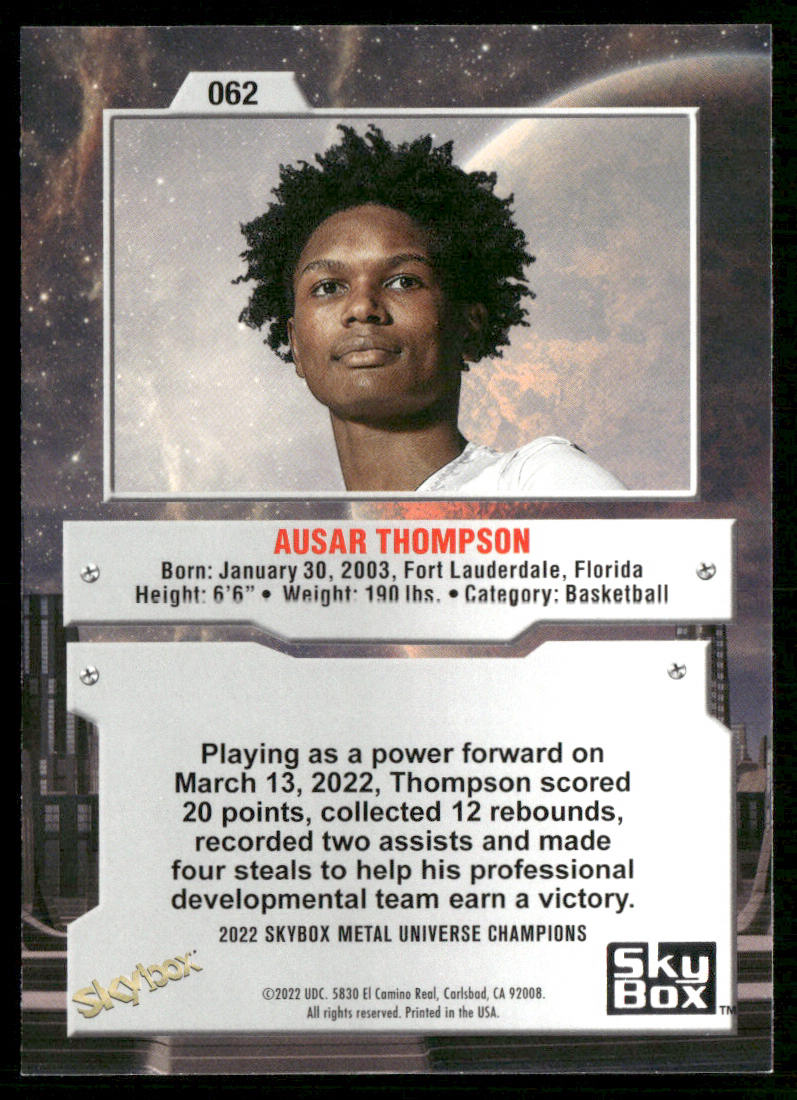 Ausar Thompson 2022 SkyBox Metal Universe Champions #062