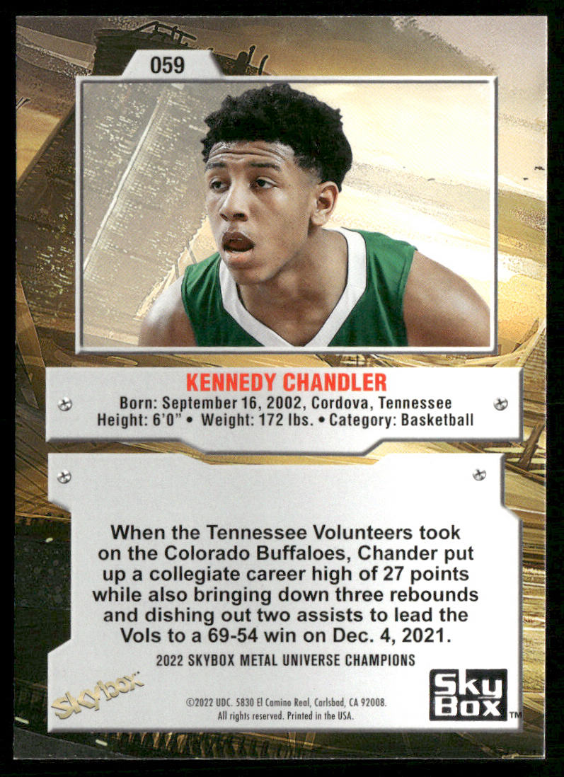 Kennedy Chandler 2022 SkyBox Metal Universe Champions #059