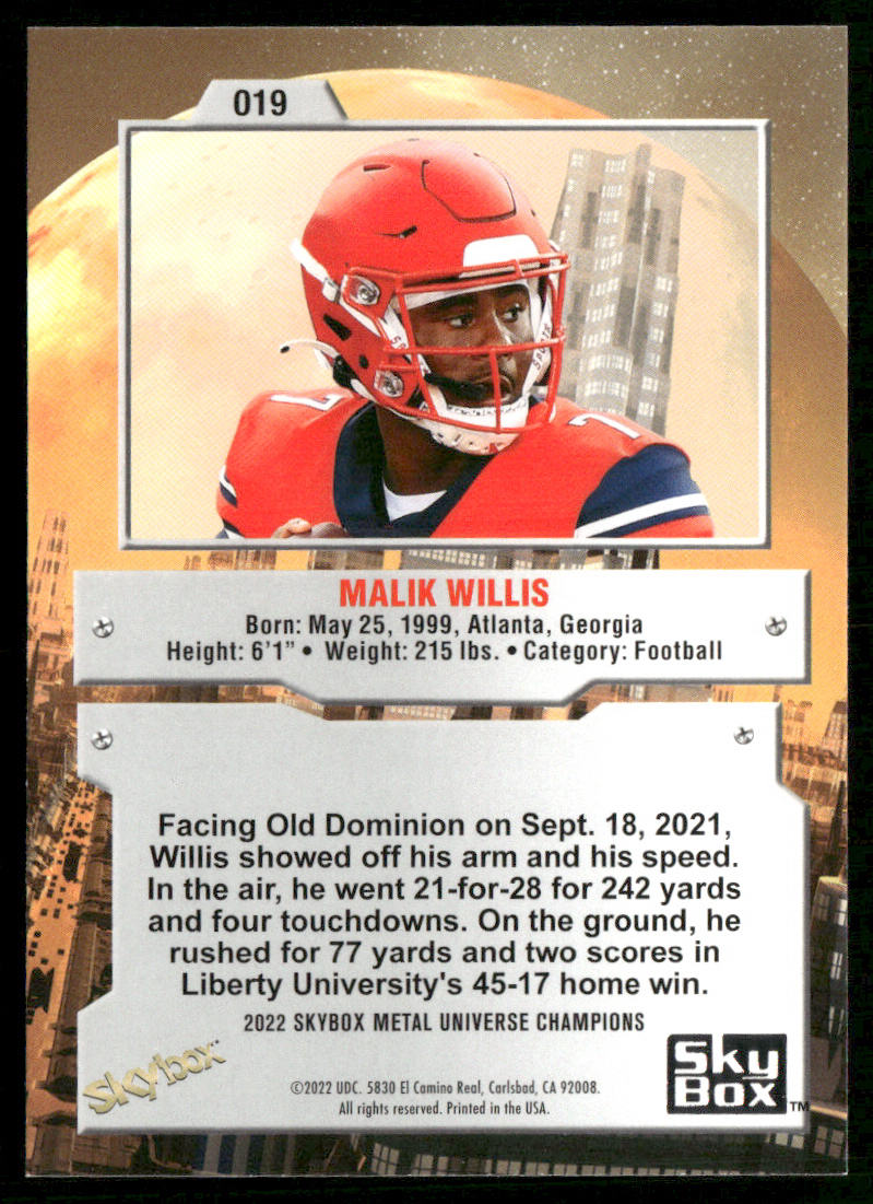 Malik Willis 2022 SkyBox Metal Universe Champions #019