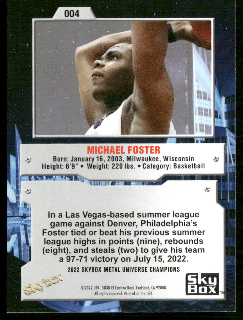 Michael Foster 2022 SkyBox Metal Universe Champions #004
