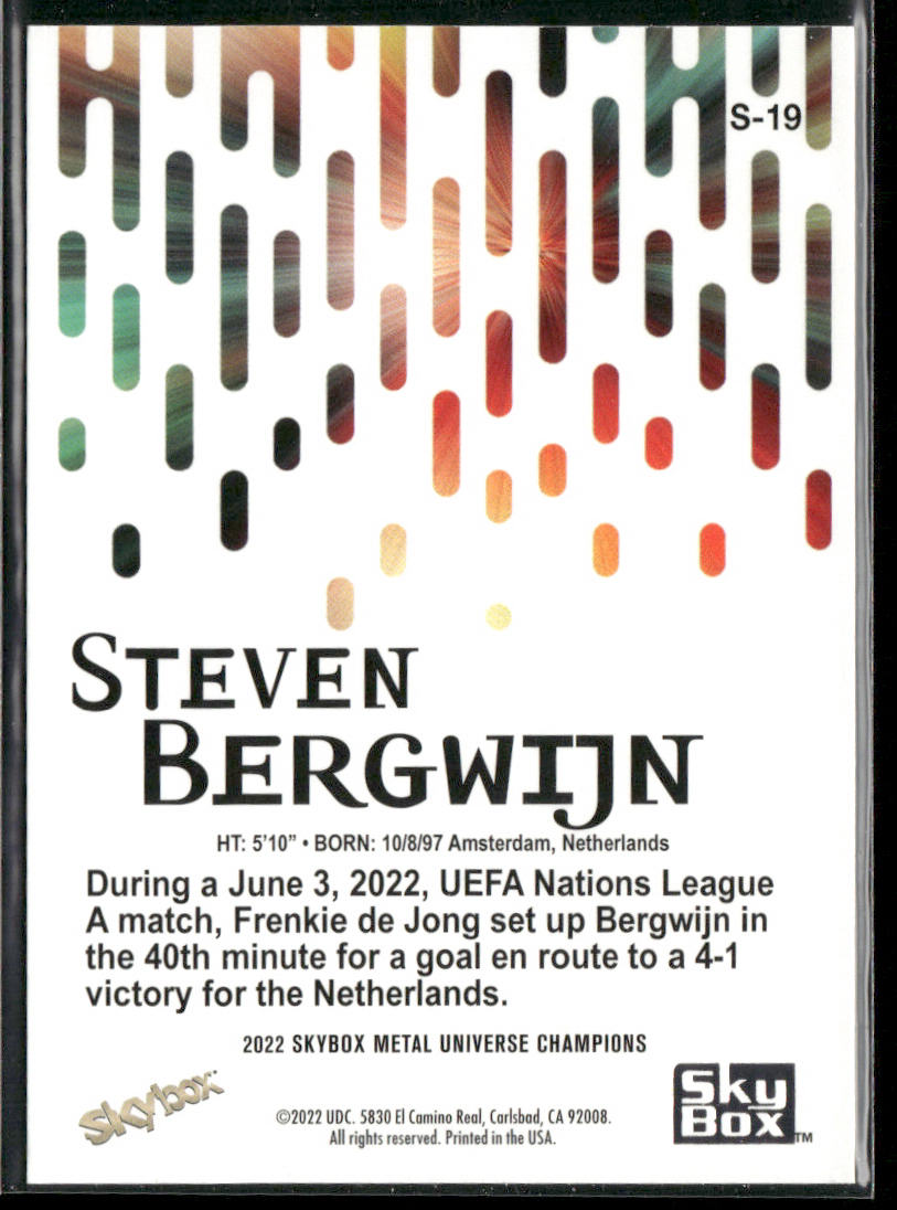 Steven Bergwijn 2022 SkyBox Metal Universe Champions Skybox Premium #S-19