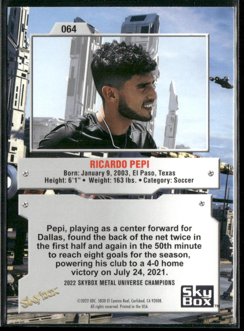 Ricardo Pepi 2022 SkyBox Metal Universe Champions Aqua #064
