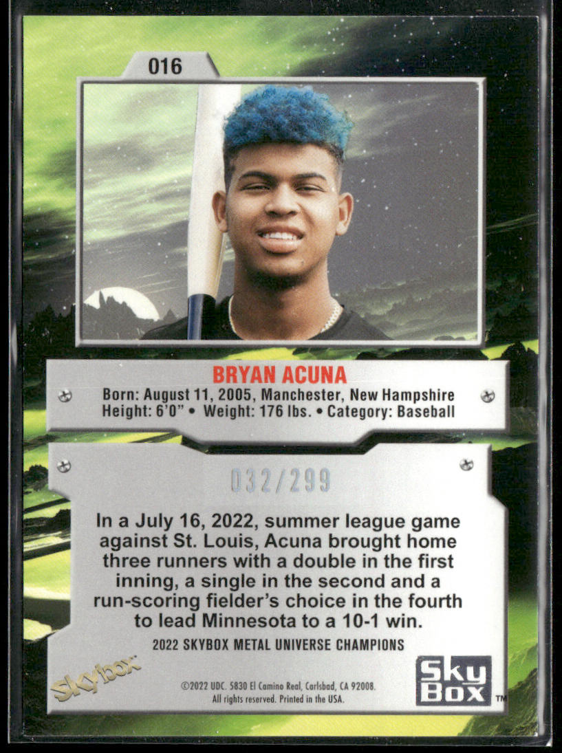 Bryan Acuna 2022 SkyBox Metal Universe Champions Silver Dots #016 SN