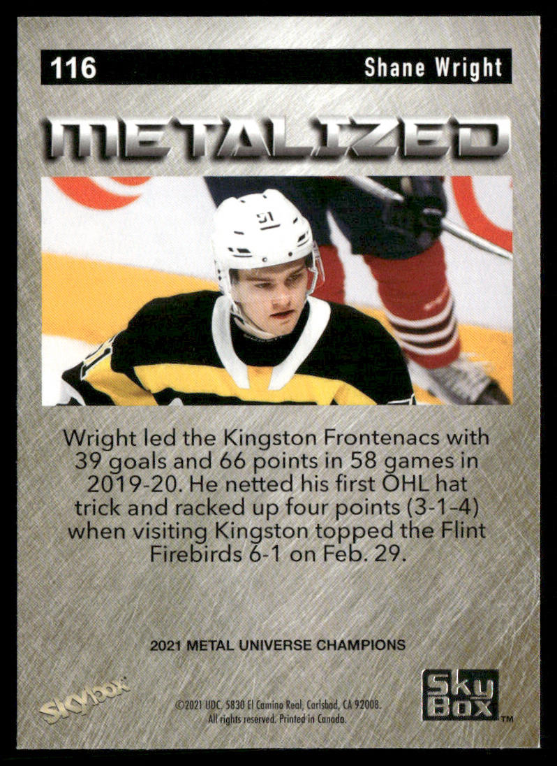 Shane Wright 2021 SkyBox Metal Universe Champions #116