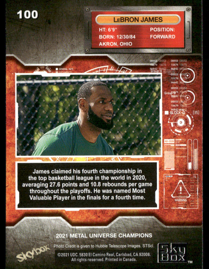 LeBron James 2021 SkyBox Metal Universe Champions #100