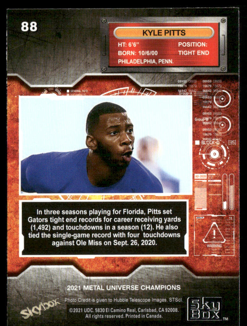 Kyle Pitts 2021 SkyBox Metal Universe Champions #88