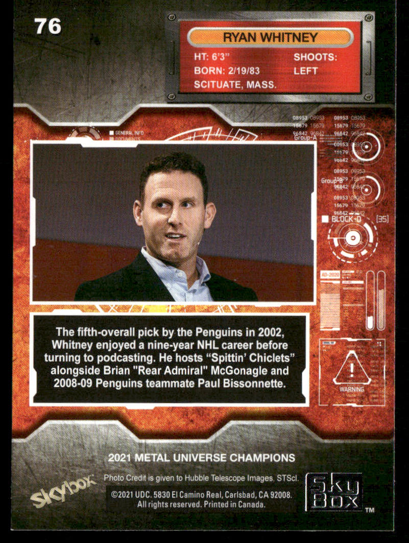 Ryan Whitney 2021 SkyBox Metal Universe Champions #76