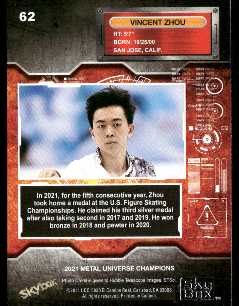 Vincent Zhou 2021 SkyBox Metal Universe Champions #62