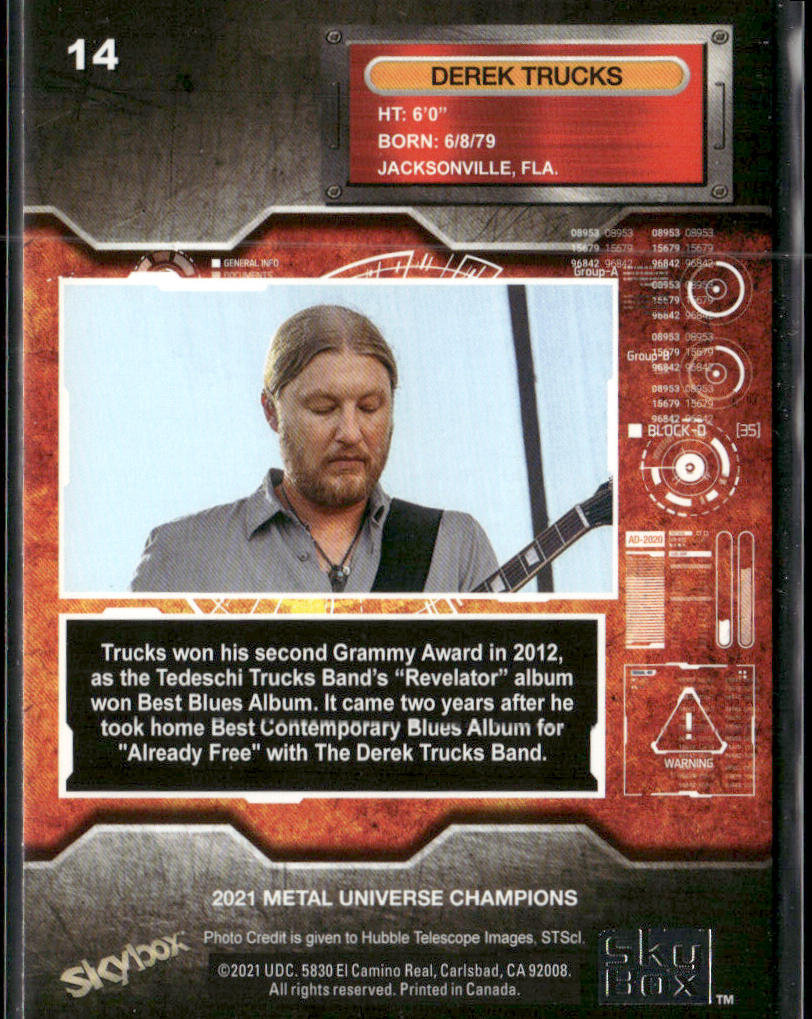 Derek Trucks 2021 SkyBox Metal Universe Champions #14
