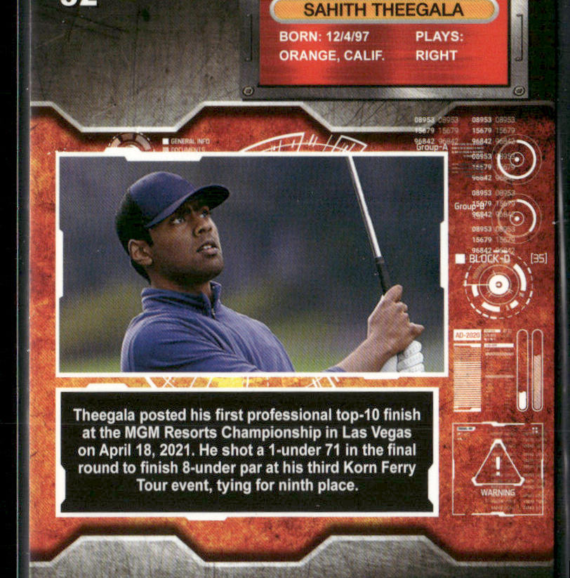 Sahith Theegala 2021 SkyBox Metal Universe Champions #52