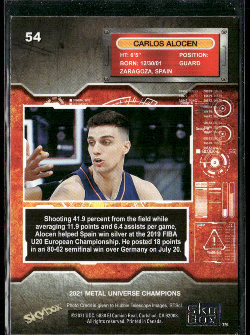 Carlos Alocen 2021 SkyBox Metal Universe Champions #54