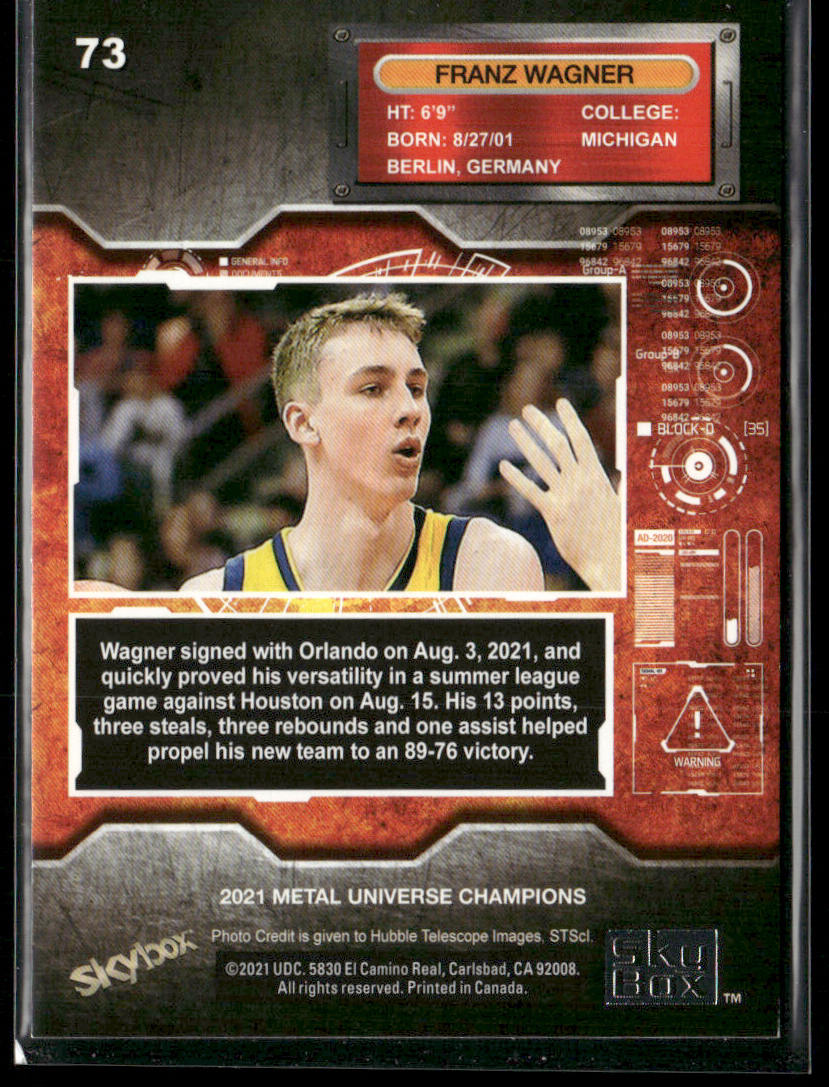 Franz Wagner 2021 SkyBox Metal Universe Champions #73