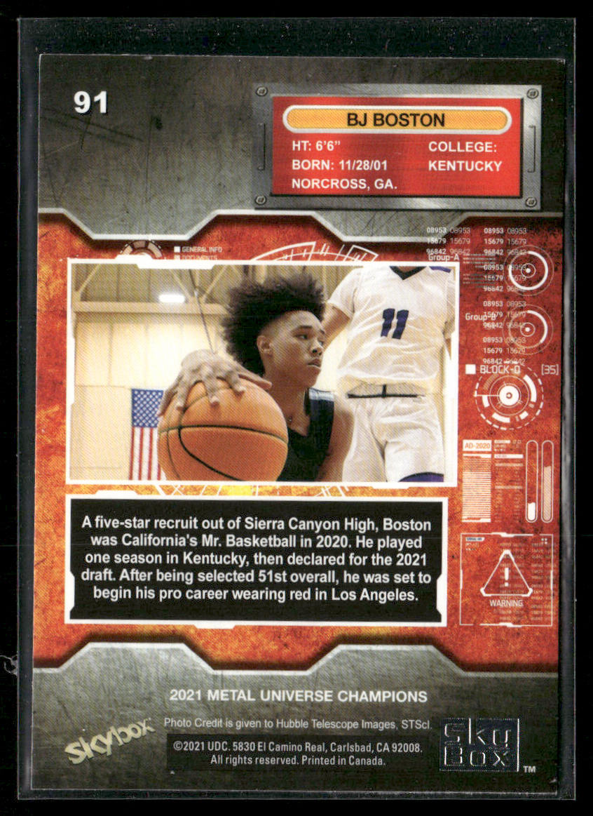 BJ Boston 2021 SkyBox Metal Universe Champions 1997-98 Retro #RB-47