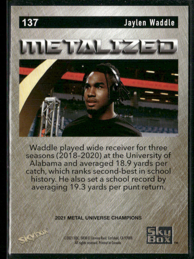 Jaylen Waddle 2021 SkyBox Metal Universe Champions #137