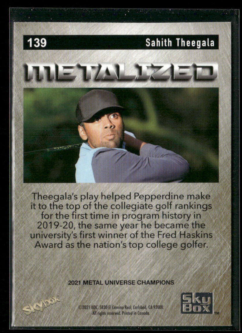 Sahith Theegala 2021 SkyBox Metal Universe Champions #139