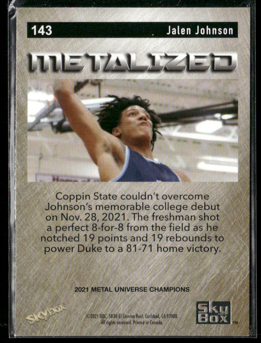 Jalen Johnson 2021 SkyBox Metal Universe Champions #143