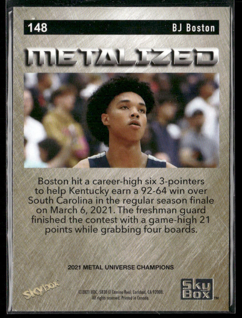 BJ Boston 2021 SkyBox Metal Universe Champions Copper #148