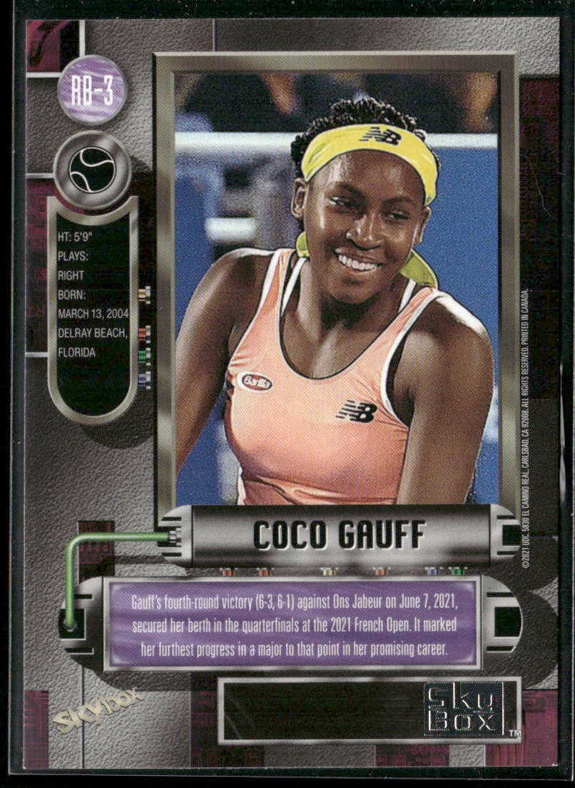 Coco Gauff 2021 SkyBox Metal Universe Champions 1997-98 Retro #RB-3
