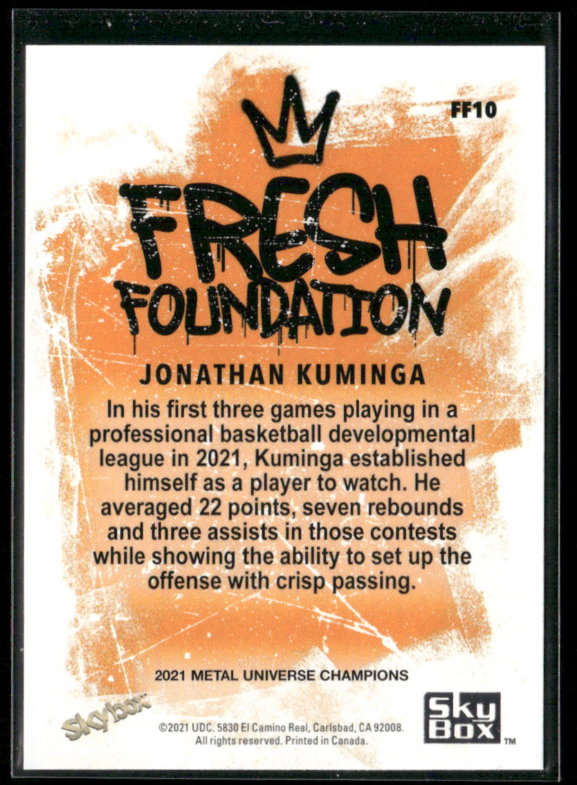 Jonathan Kuminga 2021 SkyBox Metal Universe Champions Fresh Foundation #FF10
