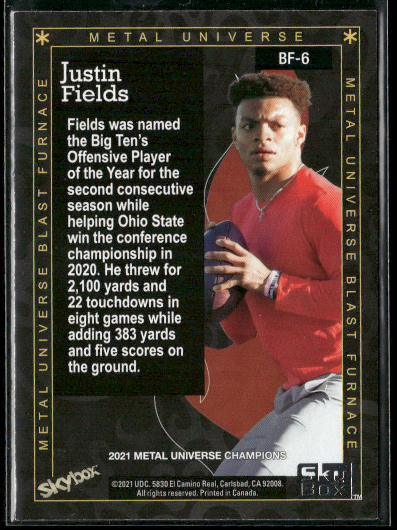 Justin Fields 2021 SkyBox Metal Universe Champions Blast Furnace #BF-6