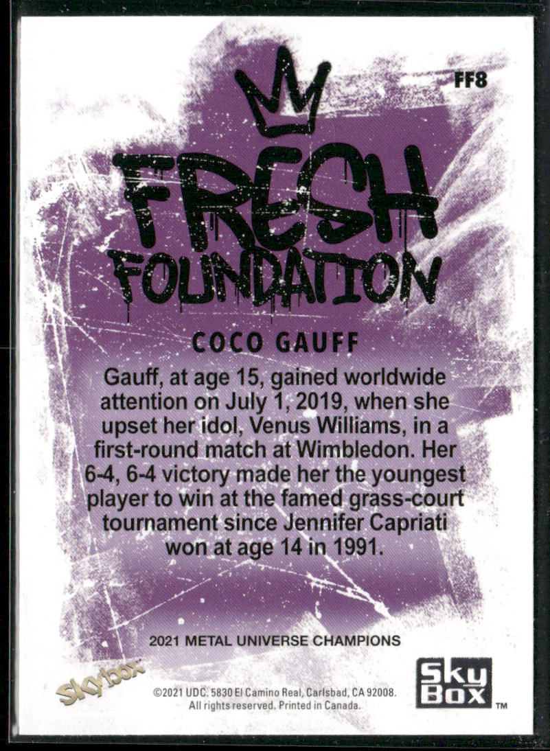 Coco Gauff 2021 SkyBox Metal Universe Champions Fresh Foundation #FF8