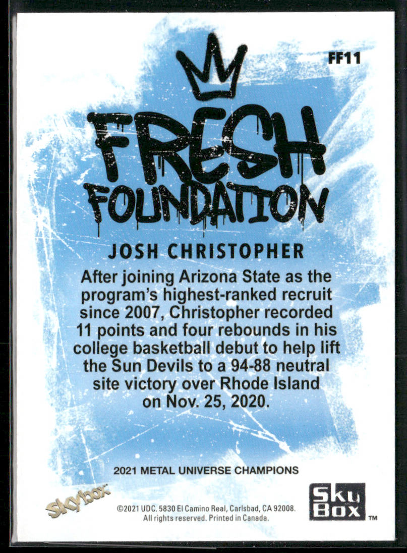 Josh Christopher 2021 SkyBox Metal Universe Champions Fresh Foundation #FF11
