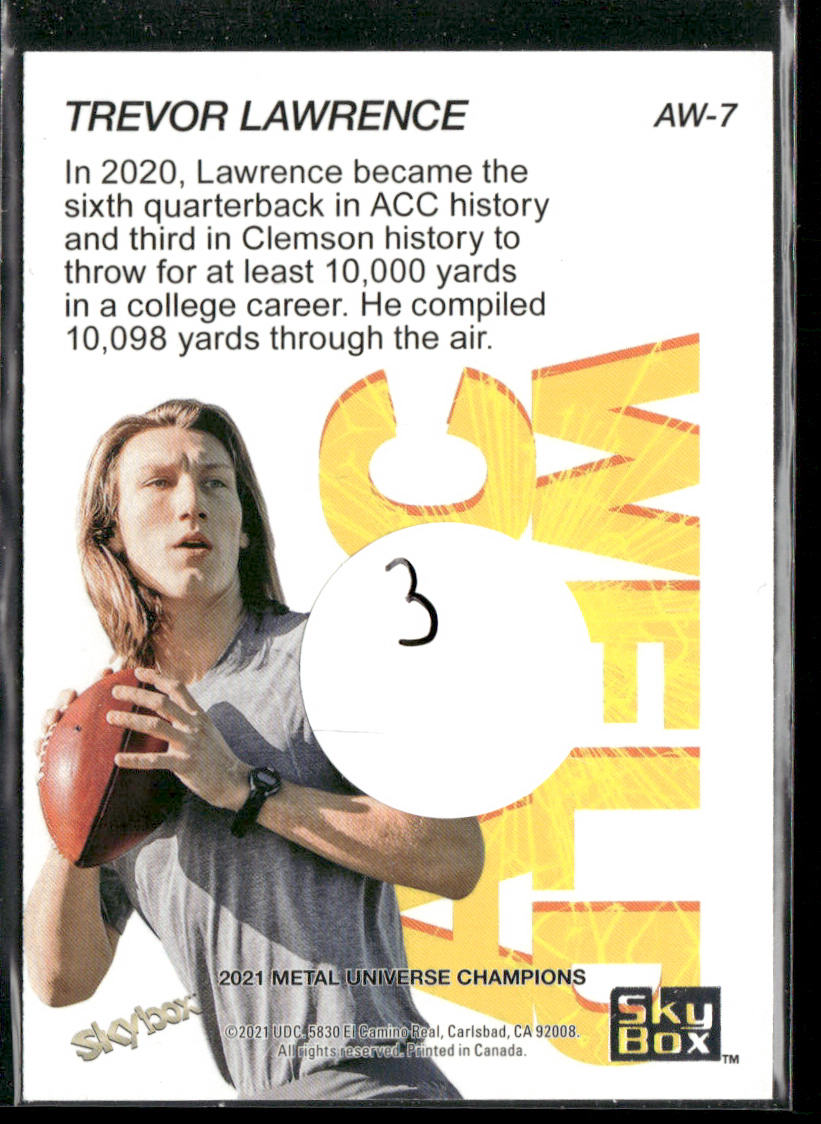 Trevor Lawrence 2021 SkyBox Metal Universe Champions Arc Weld #AW-7