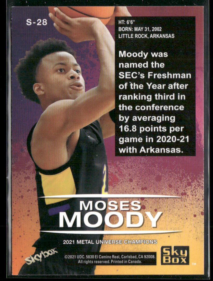 Moses Moody 2021 SkyBox Metal Universe Champions Skybox Premium #S-28