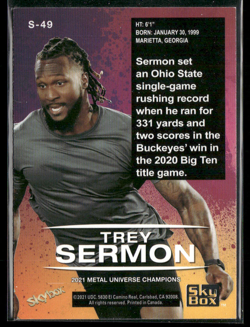 Trey Sermon 2021 SkyBox Metal Universe Champions Skybox Premium #S-49