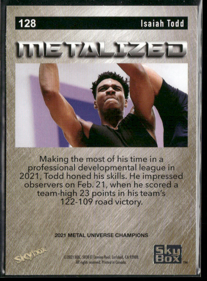 Isaiah Todd 2021 SkyBox Metal Universe Champions #128