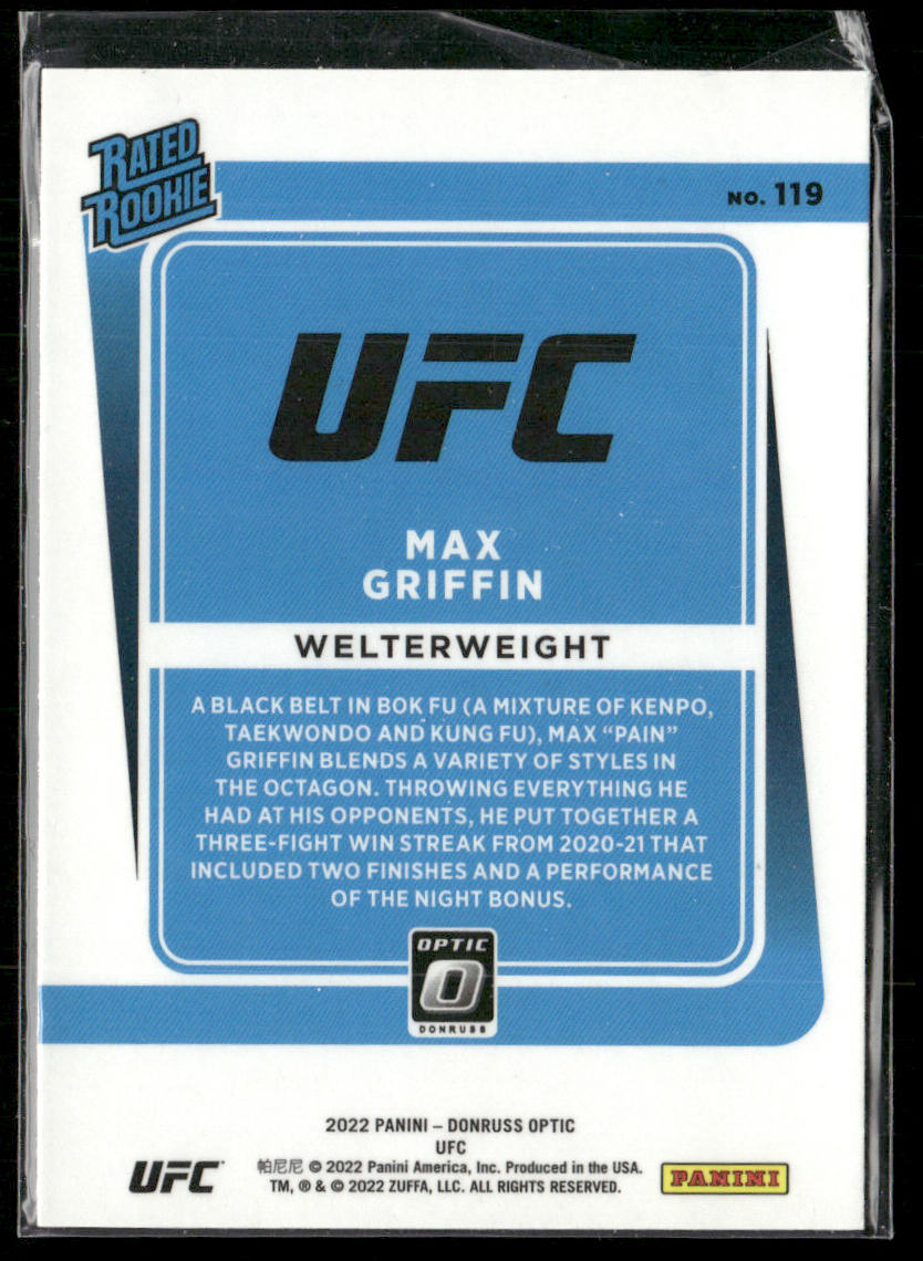 Max Griffin 2022 Donruss Optic UFC #119 RC