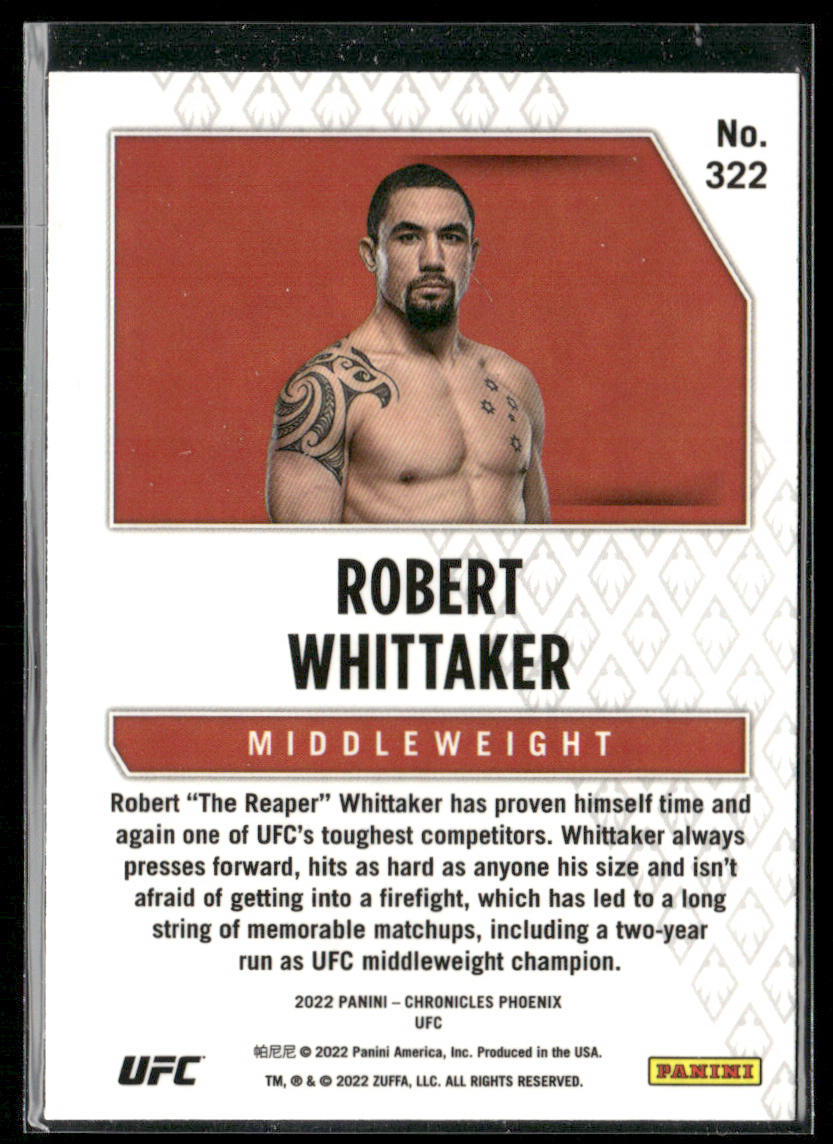 Robert Whittaker 2022 Panini Chronicles UFC #322