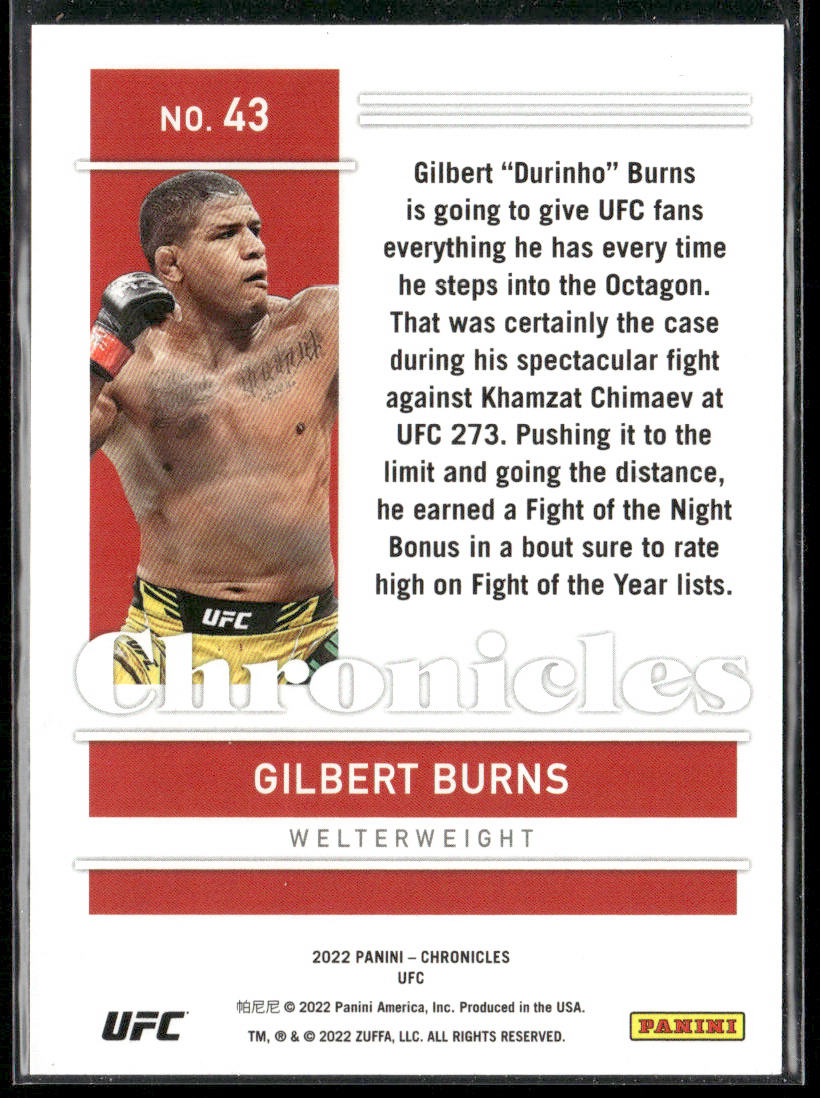 Gilbert Burns 2022 Panini Chronicles UFC #43