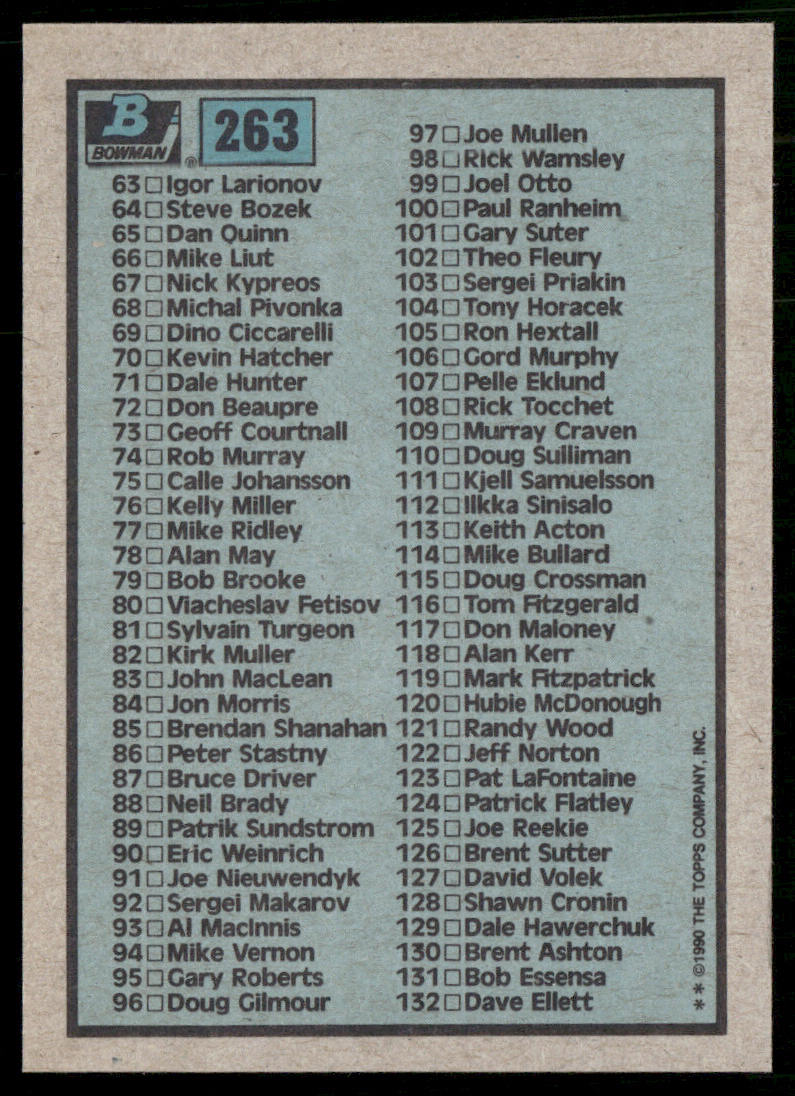 Checklist: 1-132 1990-91 Bowman #263