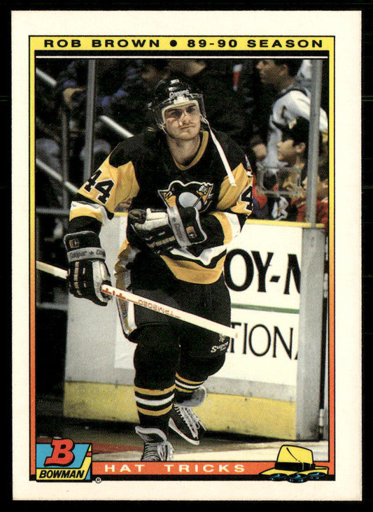 Rob Brown 1990-91 Bowman Hat Tricks #3 Pittsburgh Penguins