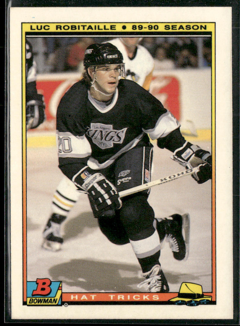 Luc Robitaille 1990-91 Bowman Hat Tricks #12b Los Angeles Kings