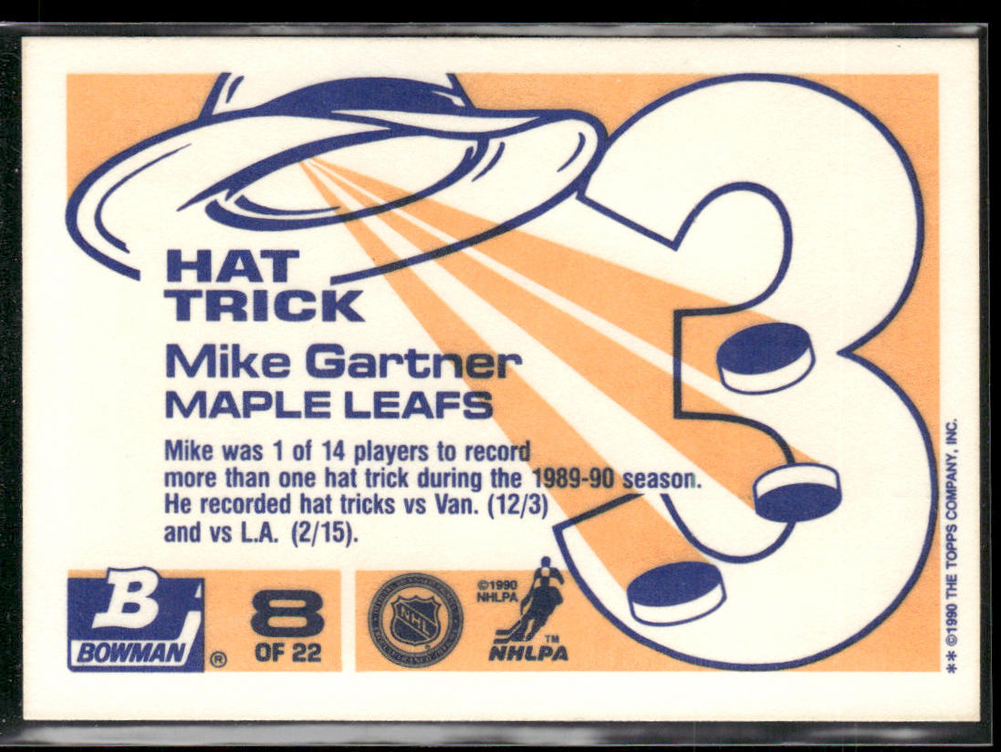Mike Gartner 1990-91 Bowman Hat Tricks #8 Minnesota North Stars