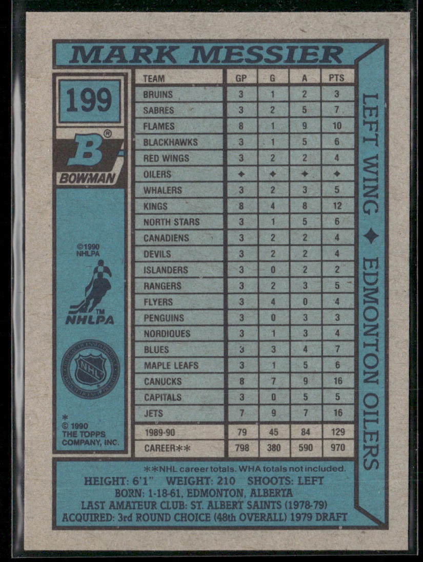 Mark Messier 1990-91 Bowman #199 Edmonton Oilers