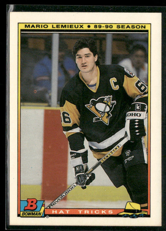 Mario Lemieux 1990-91 Bowman Hat Tricks #2 Pittsburgh Penguins